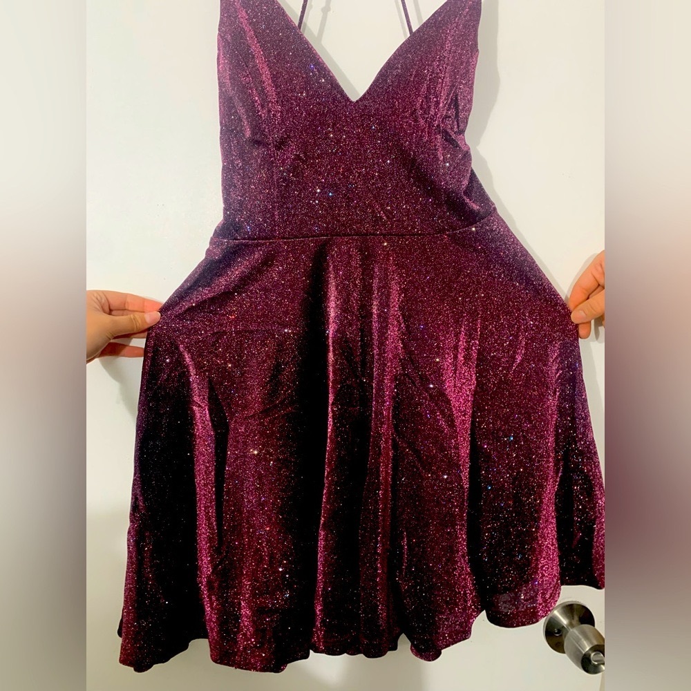 A Grad/Party Dark Purple sparkly dress.